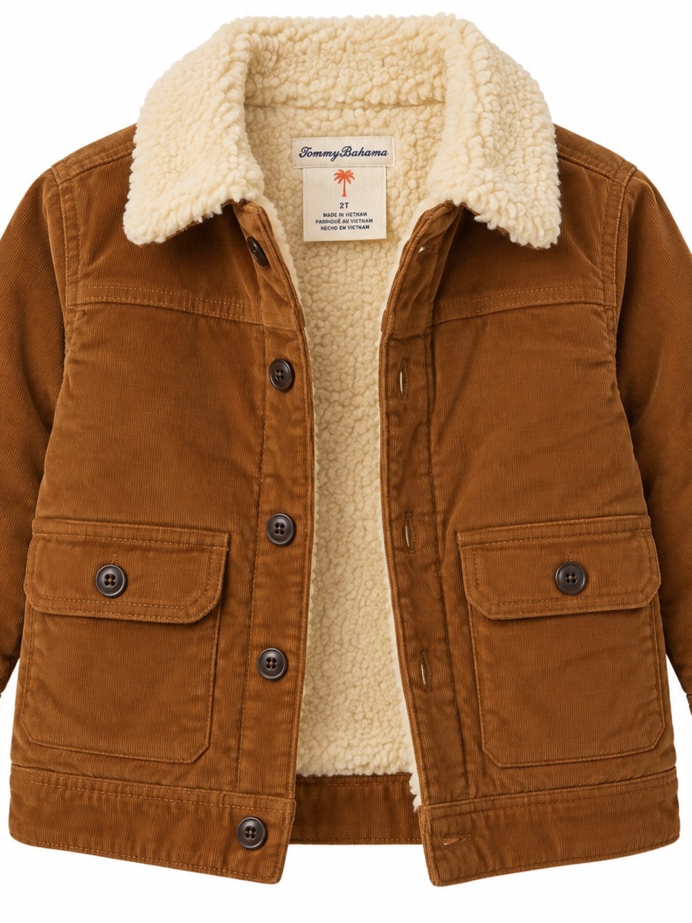 Tommy Bahama Kids Corduroy Jacket with Cream Sherpa Collar